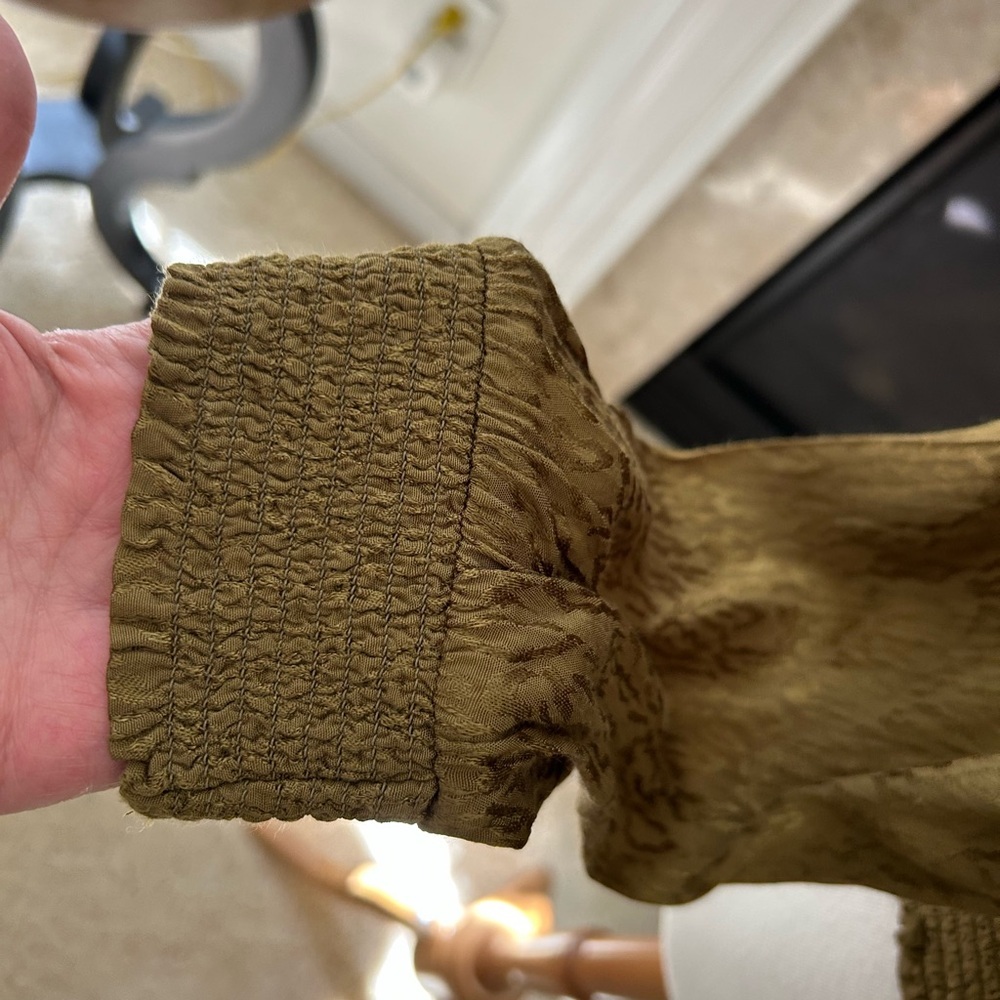 Anthropologie/Maeve Golden Green Animal Print Jacket - Picture 3 of 9